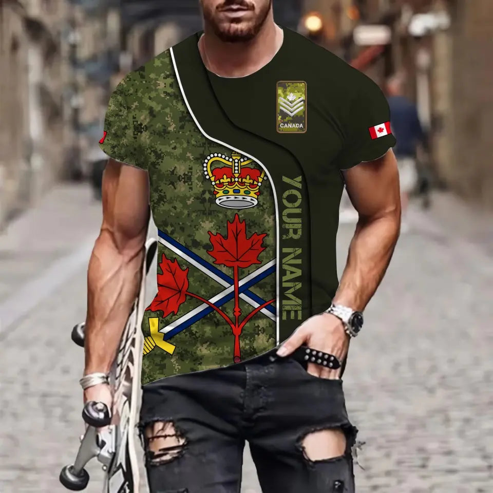 Personalized Canada Soldier/ Veteran Camo With Name And Rank T-shirt 3D Printed - 1699574403