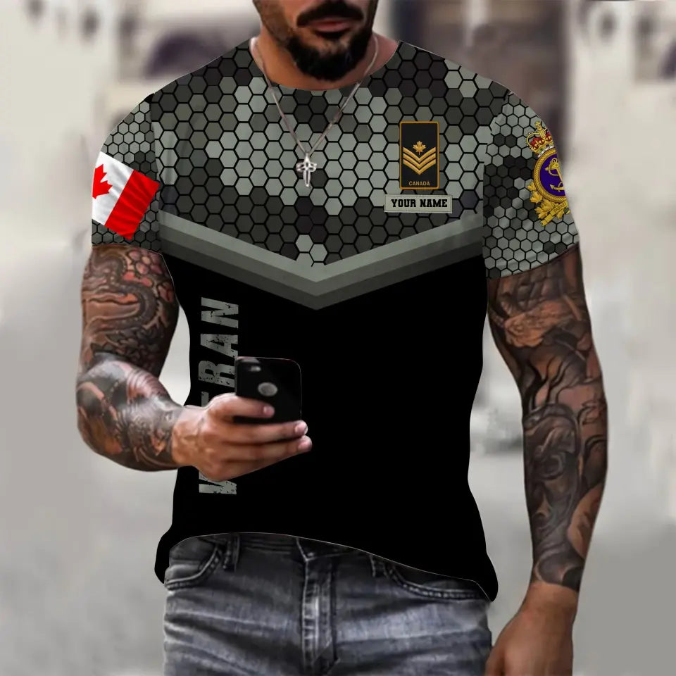 Personalized Canada Soldier/ Veteran Camo With Name And Rank T-shirt 3D Printed - 1699574404