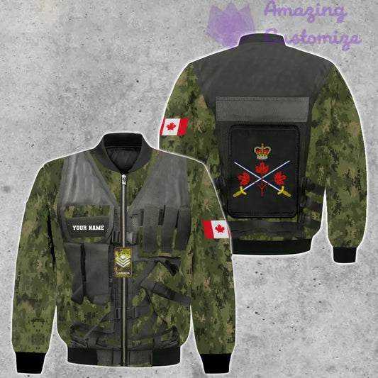 Personalized Canadian Soldier/ Veteran Camo With Name And Rank Bomber Jacket 3D Printed  - 17049312