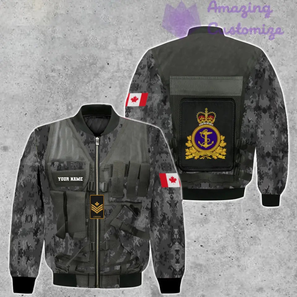 Personalized Canadian Soldier/ Veteran Camo With Name And Rank Bomber Jacket 3D Printed  - 17049312