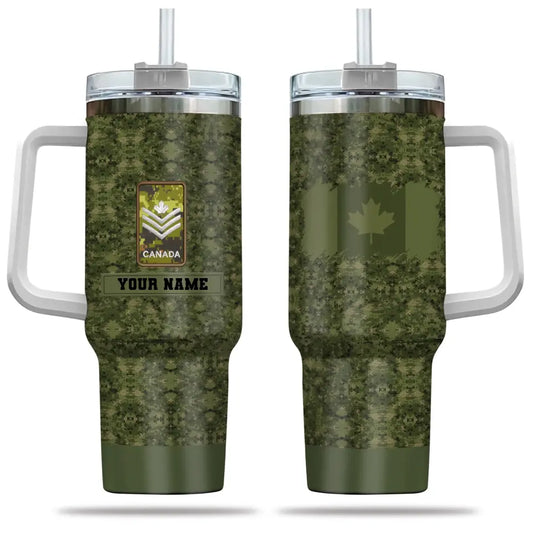 Personalized Canadian Soldier/ Veteran Camo With Name And Rank 40oz Tumbler 3D Printed - 17060544