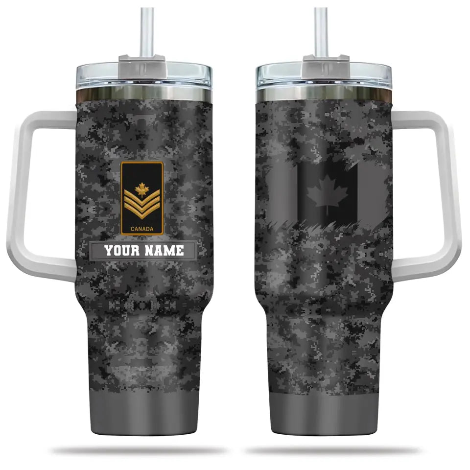 Personalized Canadian Soldier/ Veteran Camo With Name And Rank 40oz Tumbler 3D Printed - 17060544