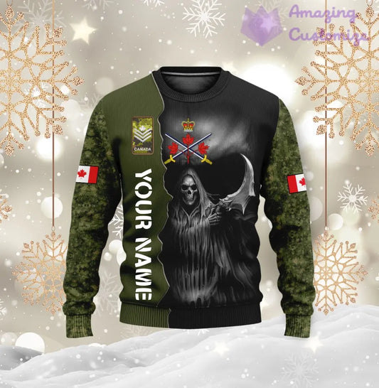 Personalized Canadian Soldier/ Veteran Camo With Name And Rank Ugly Sweater 3D Printed  - 17062272