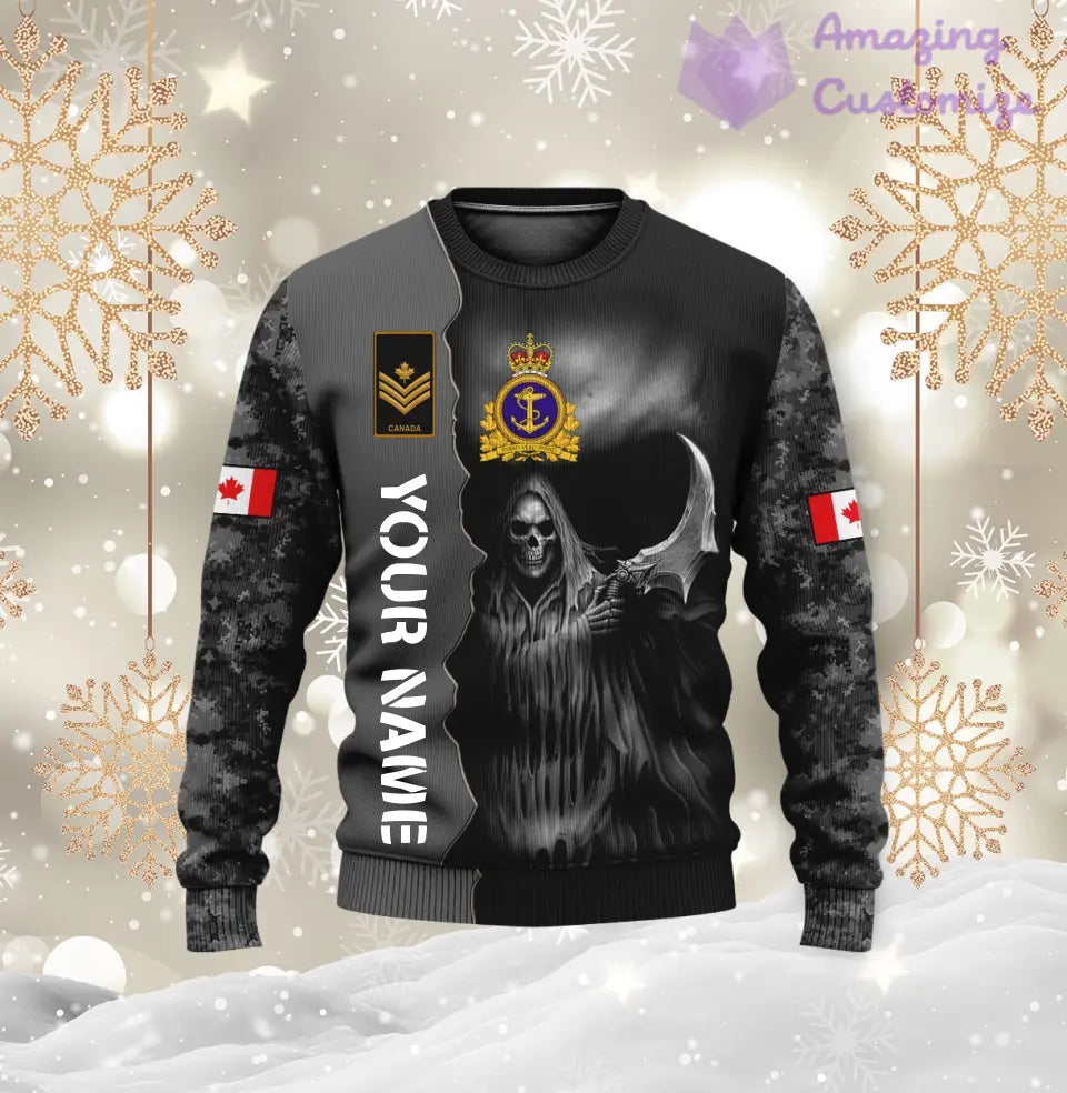 Personalized Canadian Soldier/ Veteran Camo With Name And Rank Ugly Sweater 3D Printed  - 17062272