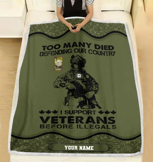 Personalized Canadian Soldier/ Veteran Camo With Name And Rank Fleece Blanket 3D Printed - 17084736