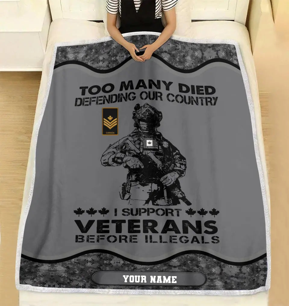 Personalized Canadian Soldier/ Veteran Camo With Name And Rank Fleece Blanket 3D Printed - 17084736