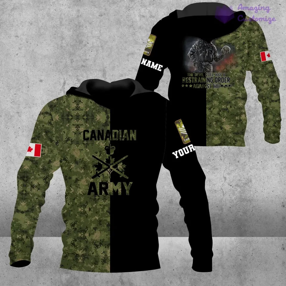 Personalized Canadian  Soldier/ Veteran Camo With Name And Rank Hoodie 3D Printed  - 17091648