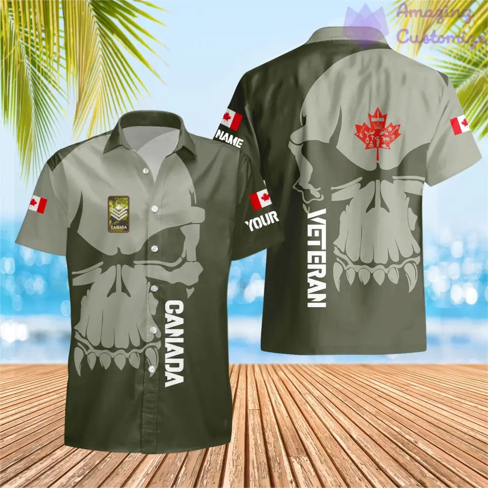 Personalized Canadian Soldier/ Veteran Camo With Name And Rank Hawaii Shirt 3D Printed  - 17080416