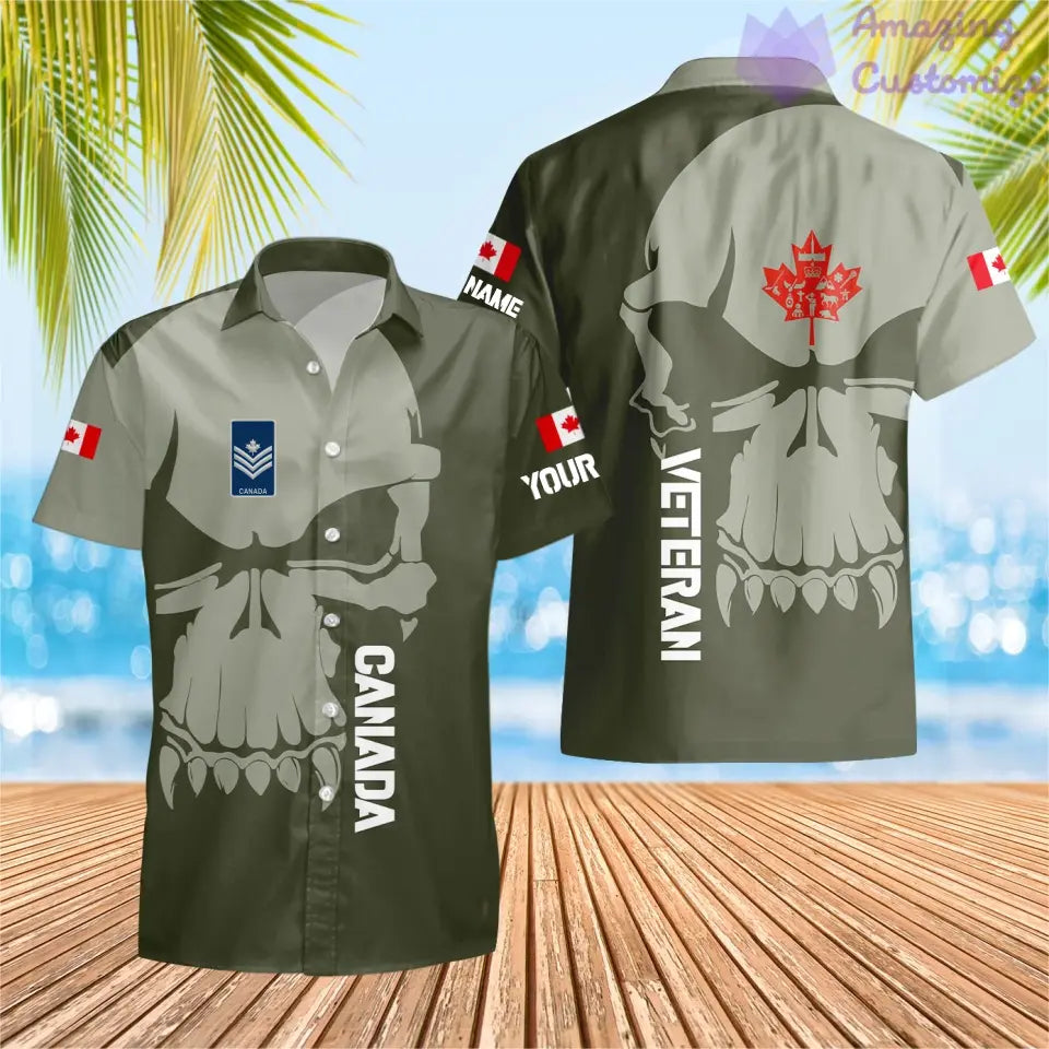 Personalized Canadian Soldier/ Veteran Camo With Name And Rank Hawaii Shirt 3D Printed  - 17080416