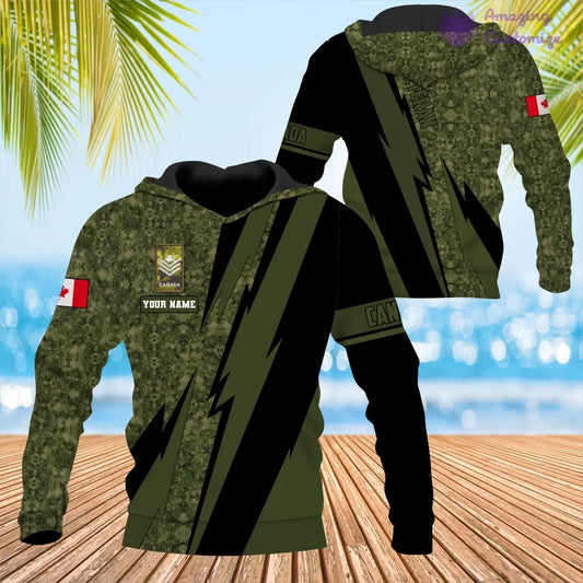 Personalized Canadian Soldier/ Veteran Camo With Name And Rank Hoodie 3D Printed  - 17095968