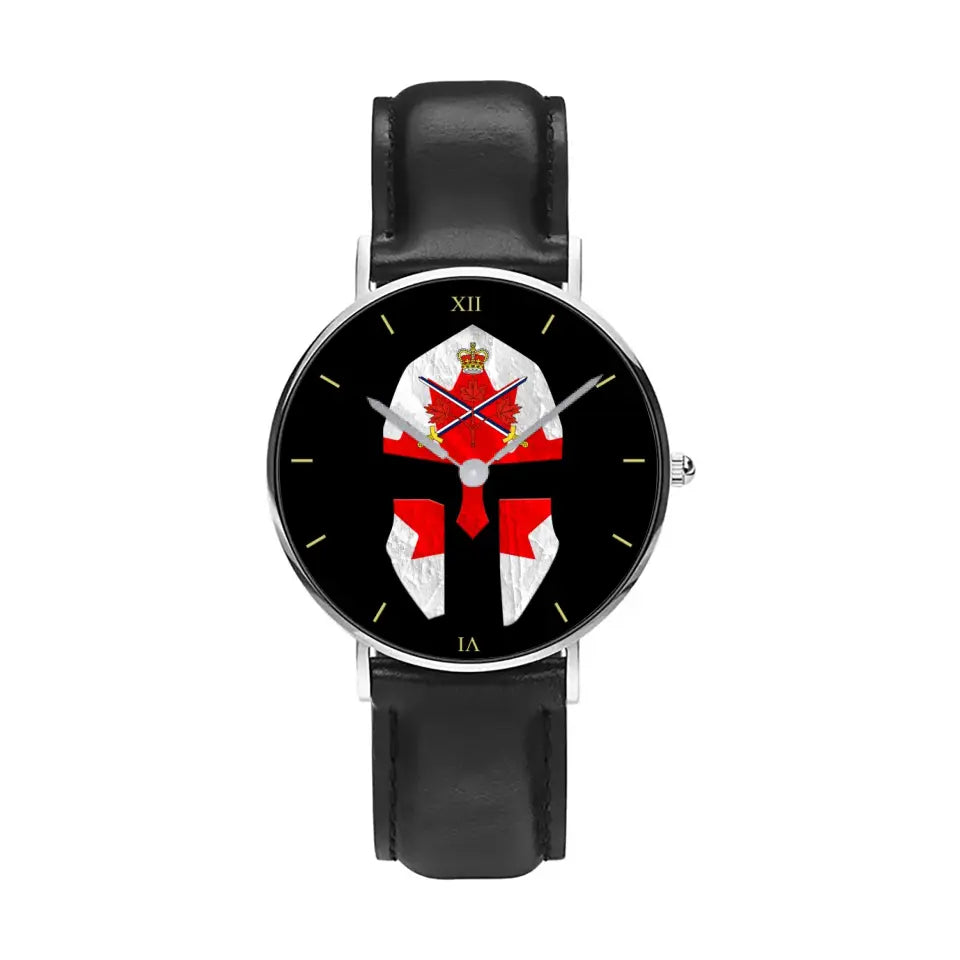 Canadian Soldier/ Veteran  Black Stitched Leather Watch - 17116704