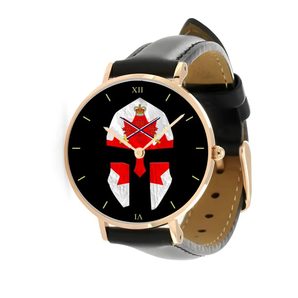 Canadian Soldier/ Veteran  Black Stitched Leather Watch - 17116704