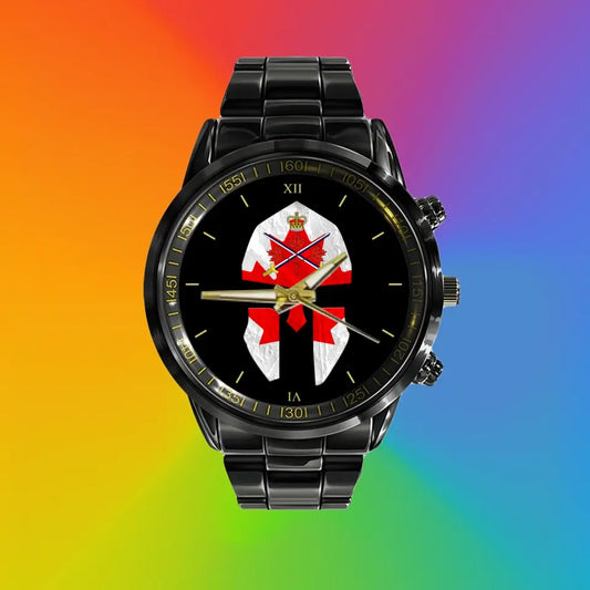 Canadian Soldier/ Veteran Black Stainless Steel Watch - 17116704