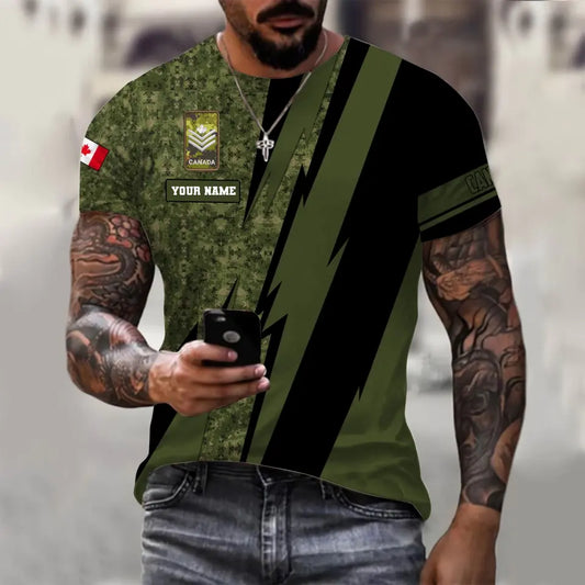 Personalized Canada Soldier/ Veteran Camo With Name And Rank T-shirt  3D Printed  - 17095968