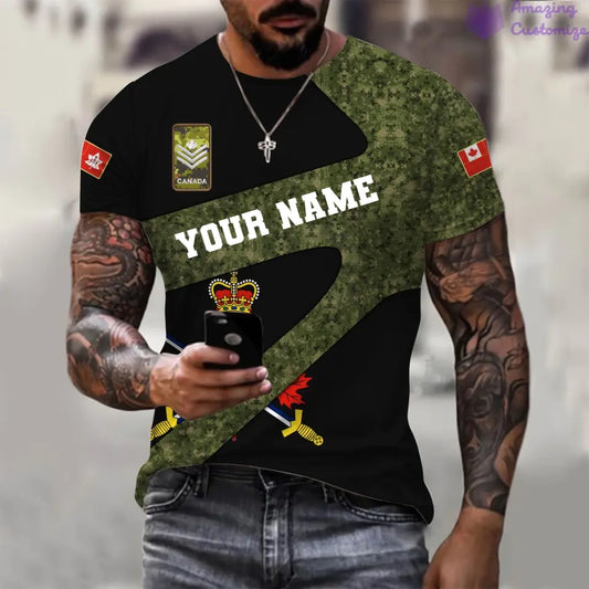 Personalized Canada Soldier/ Veteran Camo With Name And Rank T-shirt 3D Printed  - 17065728