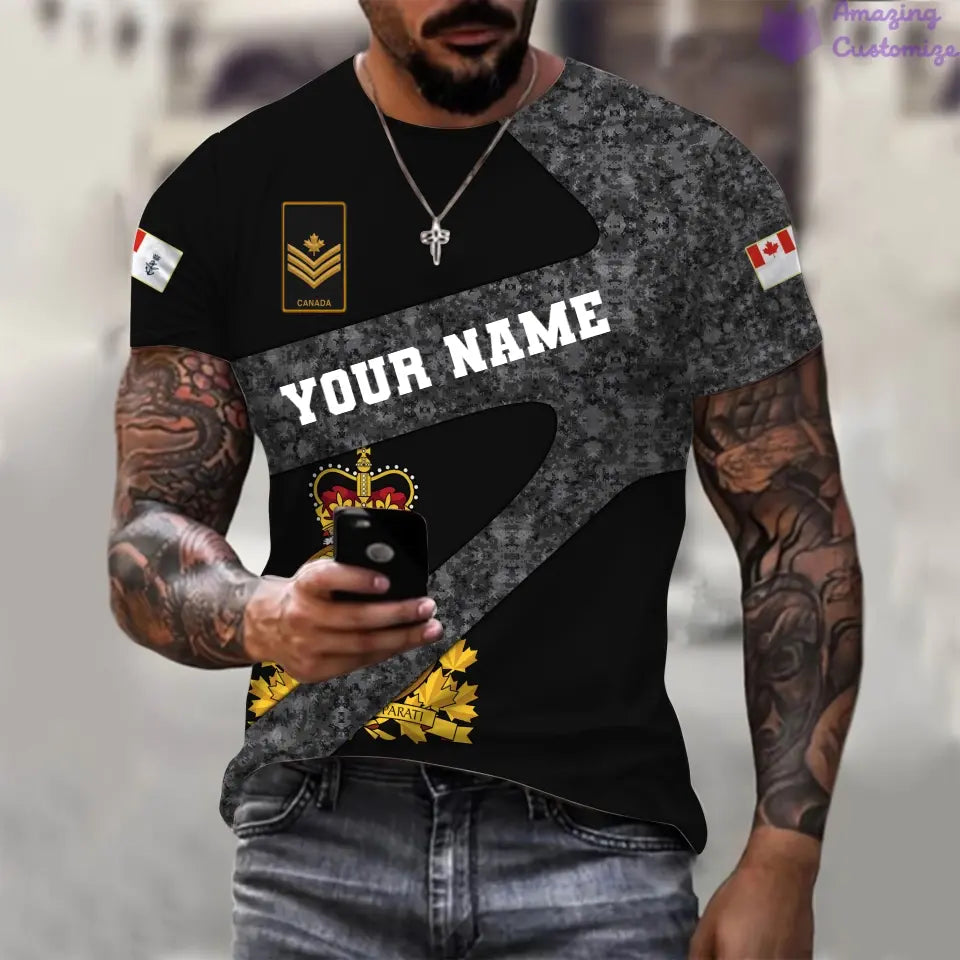 Personalized Canada Soldier/ Veteran Camo With Name And Rank T-shirt 3D Printed  - 17065728