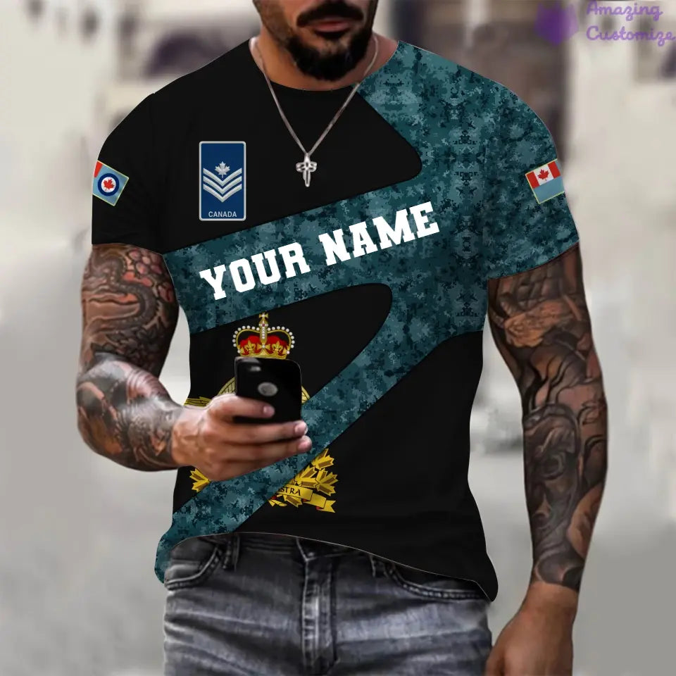 Personalized Canada Soldier/ Veteran Camo With Name And Rank T-shirt 3D Printed  - 17065728