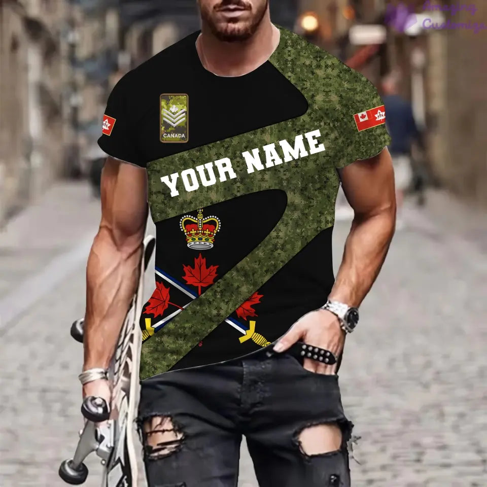 Personalized Canada Soldier/ Veteran Camo With Name And Rank T-shirt 3D Printed  - 17065728