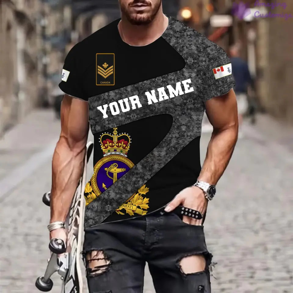 Personalized Canada Soldier/ Veteran Camo With Name And Rank T-shirt 3D Printed  - 17065728