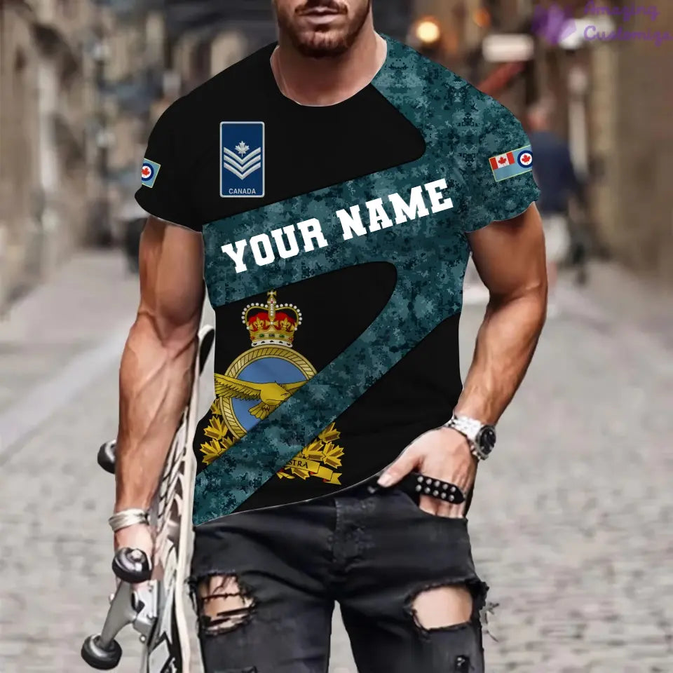 Personalized Canada Soldier/ Veteran Camo With Name And Rank T-shirt 3D Printed  - 17065728