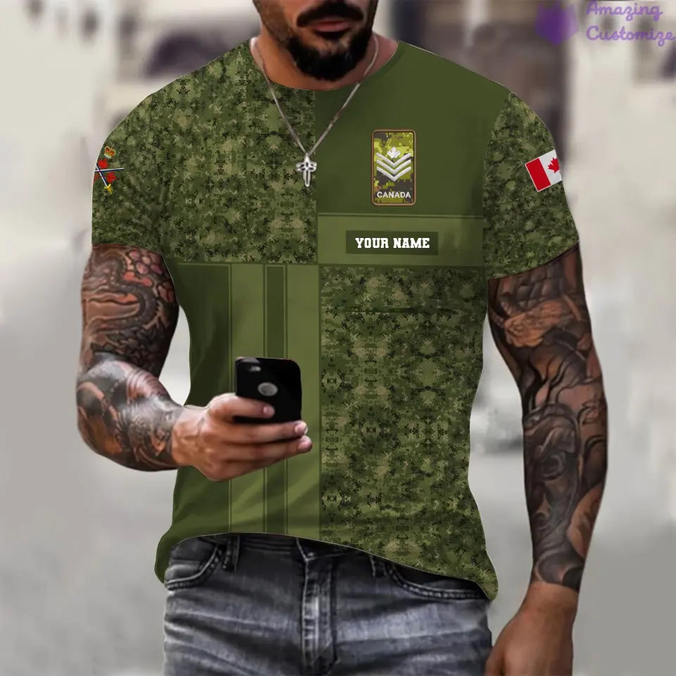 Personalized Canada Soldier/ Veteran Camo With Name And Rank T-shirt Printed  - 17150400