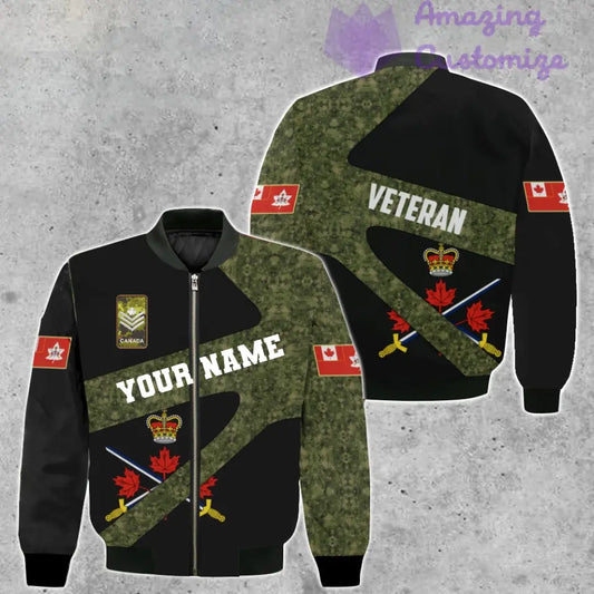 Personalized Canada Soldier/ Veteran Camo With Name And Rank Bomber Jacket 3D Printed  - 17065728