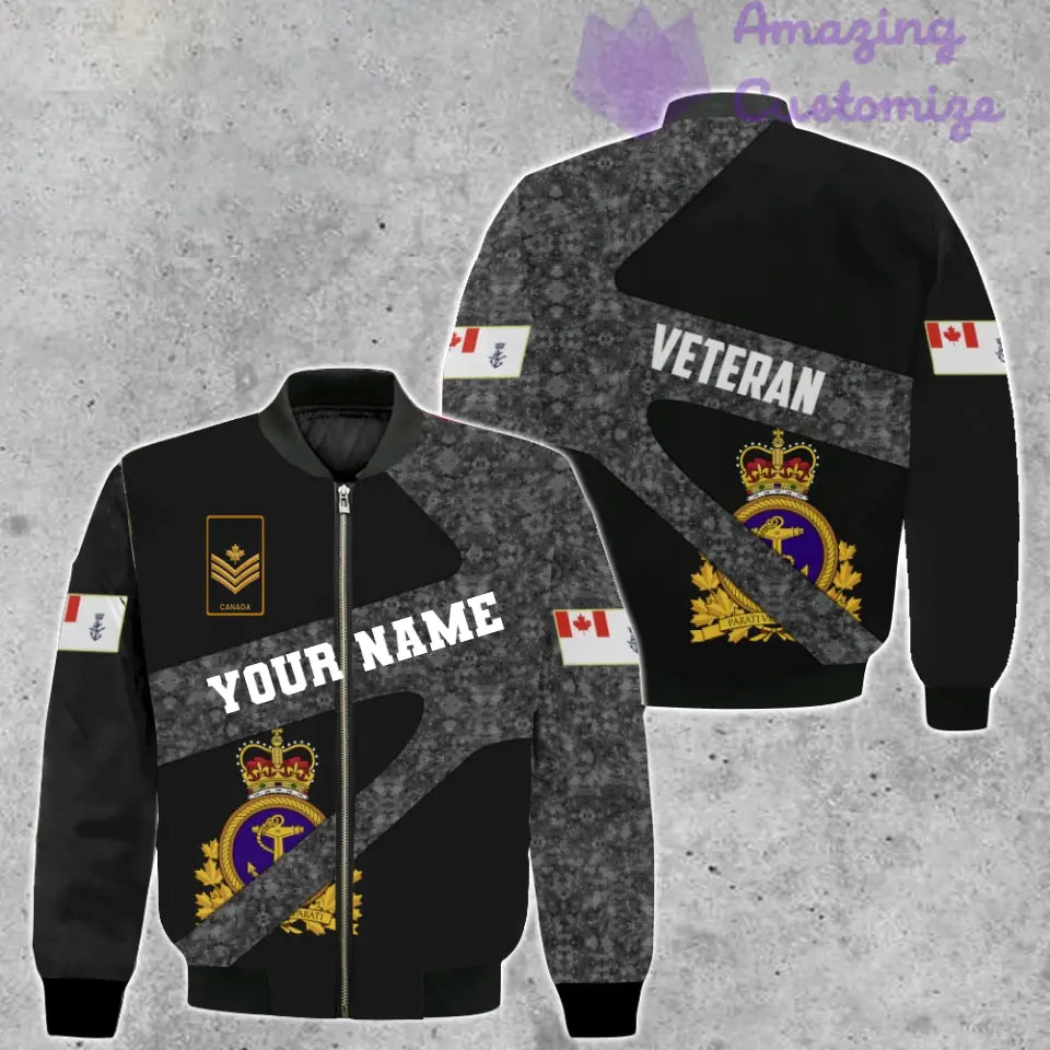 Personalized Canada Soldier/ Veteran Camo With Name And Rank Bomber Jacket 3D Printed  - 17065728