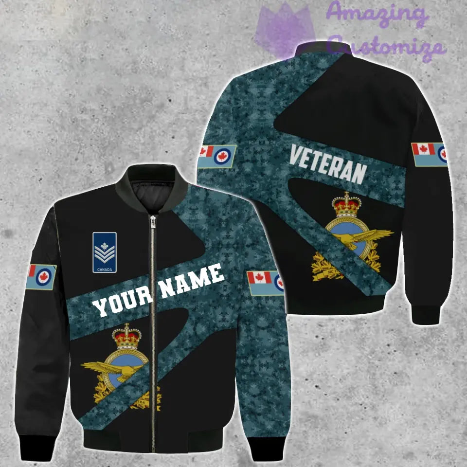 Personalized Canada Soldier/ Veteran Camo With Name And Rank Bomber Jacket 3D Printed  - 17065728