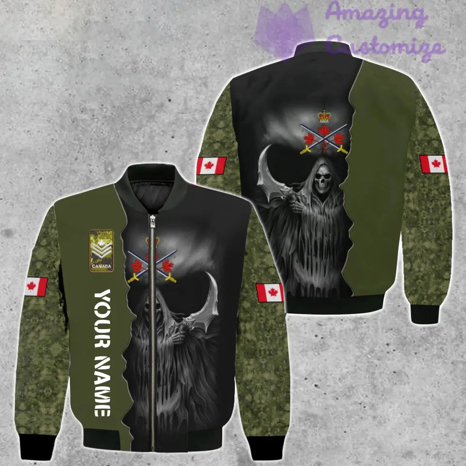 Personalized Canada Soldier/ Veteran Camo With Name And Rank Bomber Jacket 3D Printed  - 17062272