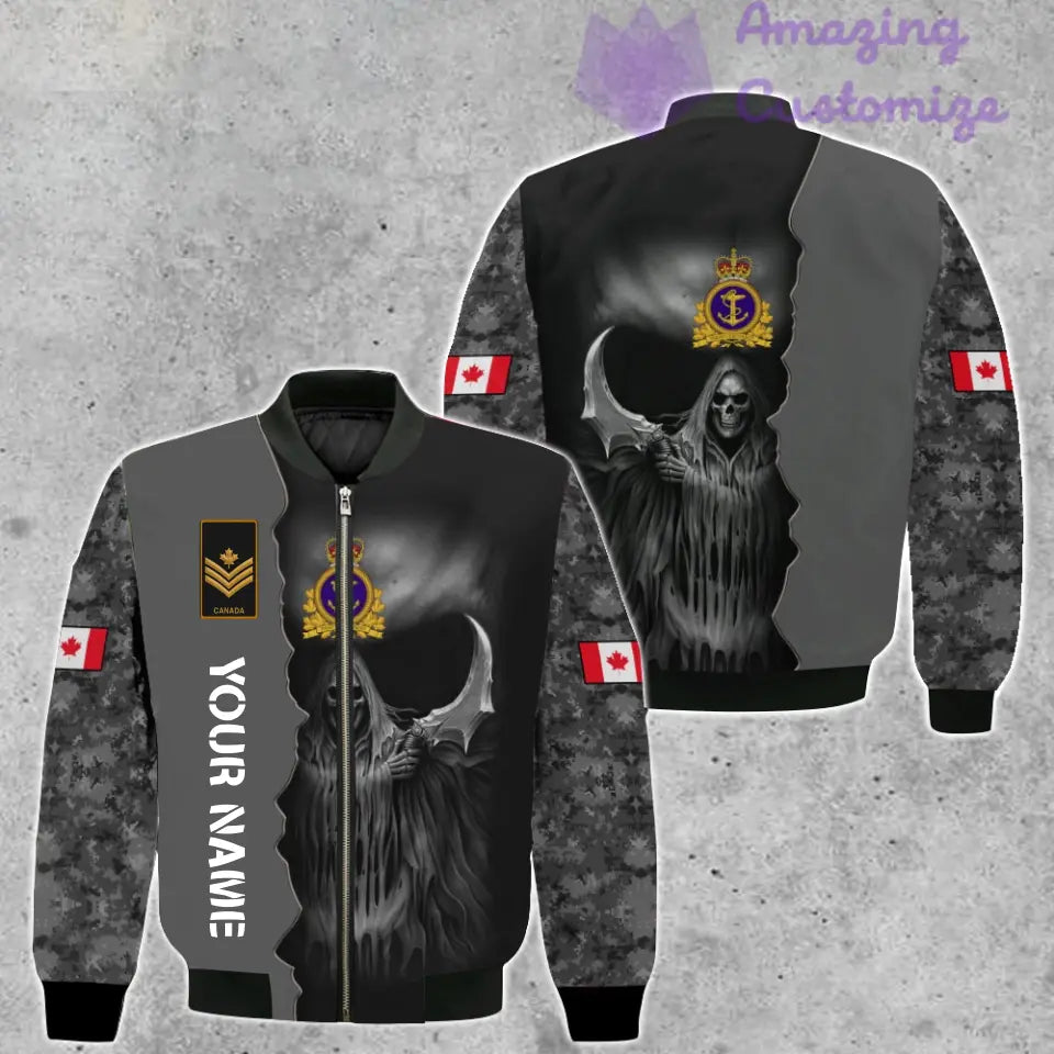 Personalized Canada Soldier/ Veteran Camo With Name And Rank Bomber Jacket 3D Printed  - 17062272