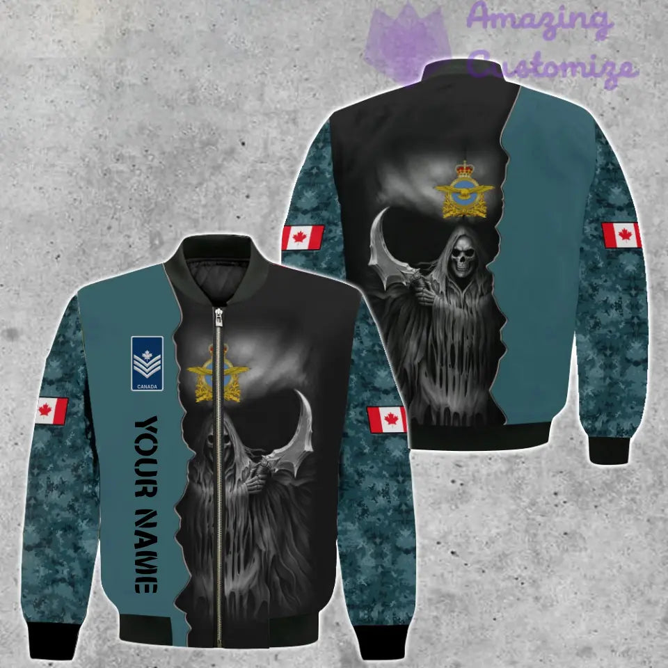 Personalized Canada Soldier/ Veteran Camo With Name And Rank Bomber Jacket 3D Printed  - 17062272