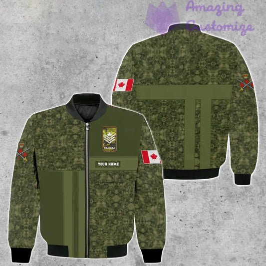 Personalized Canada Soldier/ Veteran Camo With Name And Rank Bomber Jacket 3D Printed  - 17150400