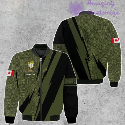 Personalized Canada Soldier/ Veteran Camo With Name And Rank Bomber Jacket 3D Printed  - 17095968