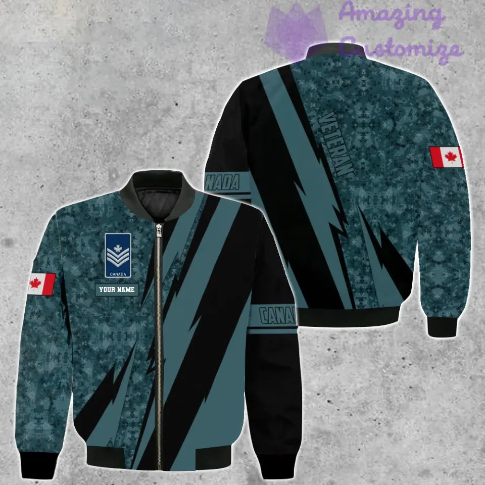 Personalized Canada Soldier/ Veteran Camo With Name And Rank Bomber Jacket 3D Printed  - 17095968