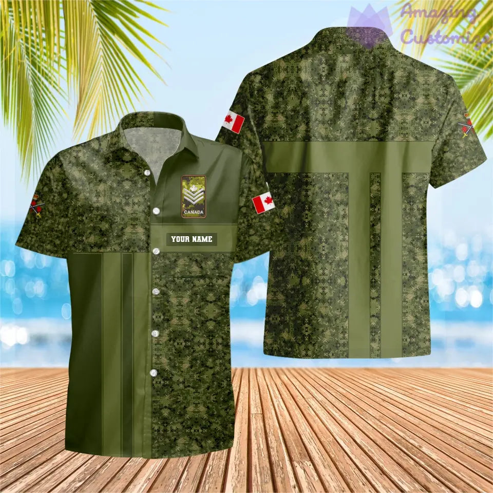 Personalized Canada Soldier/ Veteran Camo With Name And Rank Hawaii Printed  - 17150400