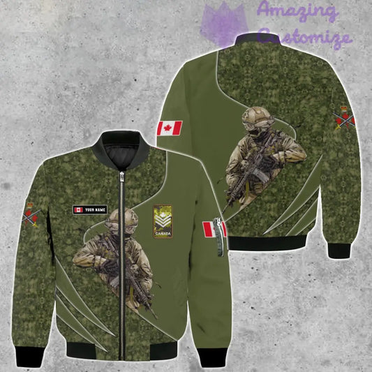 Personalized Canada Soldier/ Veteran Camo With Name And Rank Bomber Jacket 3D Printed  - 17157312