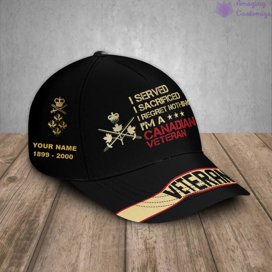 Personalized Rank, Year And Name Canada Soldier/Veterans Camo Baseball Cap - 17167680