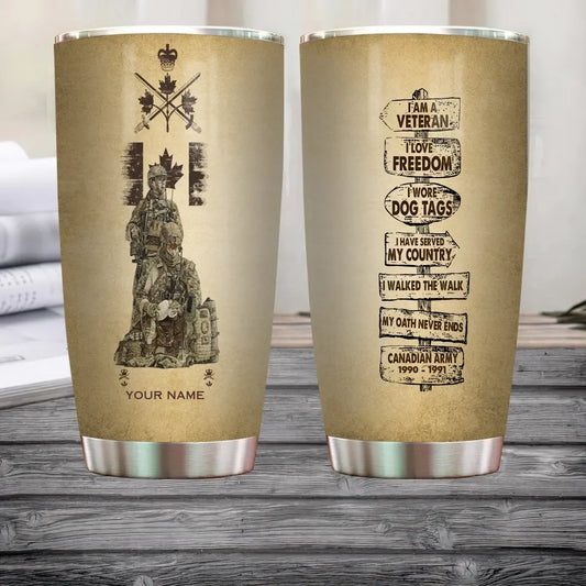 Personalized Canada Veteran/ Soldier With Rank, Year And Name Camo Tumbler - 17181504