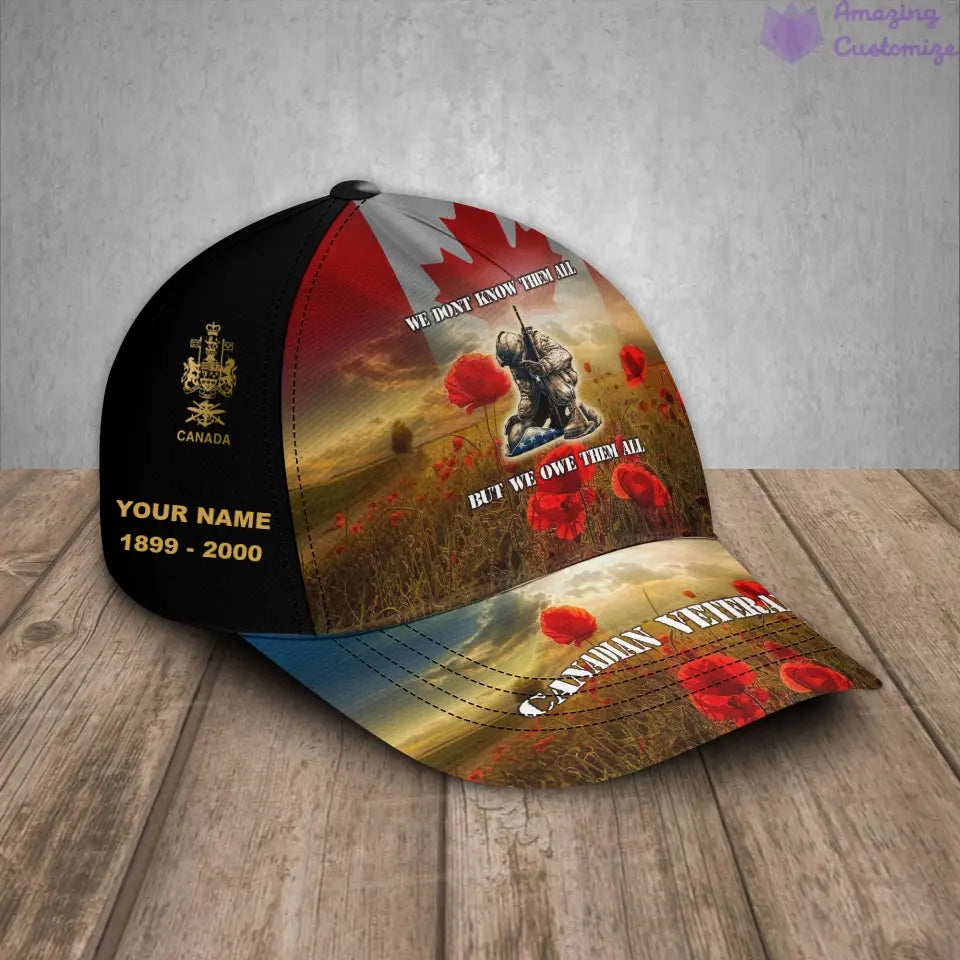 Personalized Rank, Year And Name Canada Soldier/Veterans Baseball Cap - 17182368