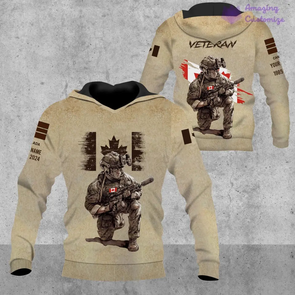 Personalized Canada Soldier/Veteran Camo with Name, Year and Rank Hoodie All Over Printed - 17229888