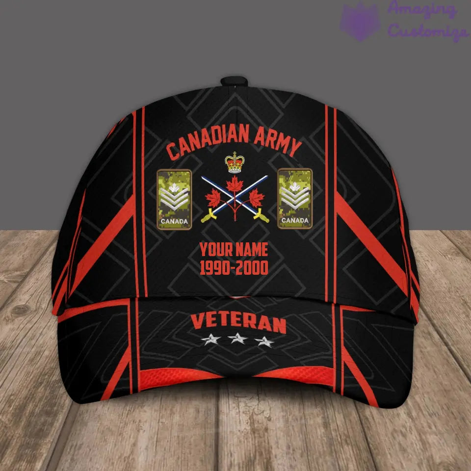 Personalized Rank, Year And Name Canada Soldier/Veterans Baseball Cap - 17213472