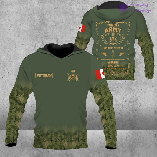 Personalized Canada Soldier/Veteran Camo with Name, Year and Rank Hoodie All Over Printed - 1721606402