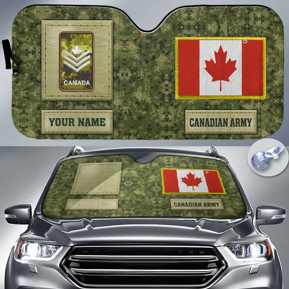 Personalized Canada Soldier/Veteran Camo With Name And Rank Auto Sun Shade - 17230752