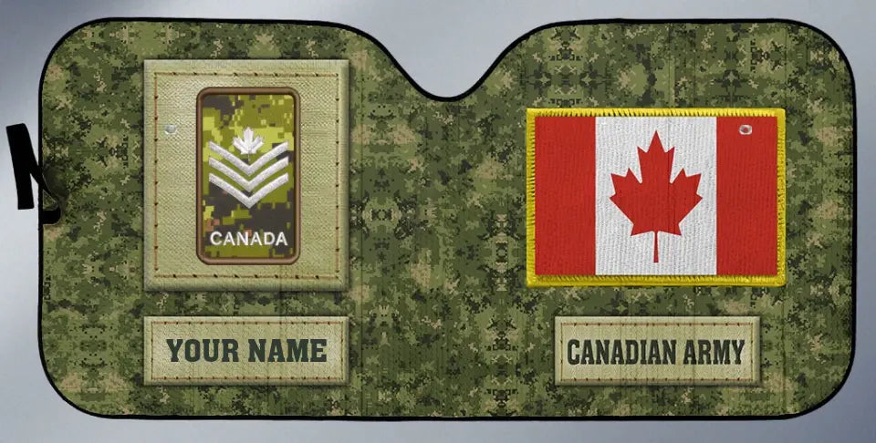 Personalized Canada Soldier/Veteran Camo With Name And Rank Auto Sun Shade - 17230752