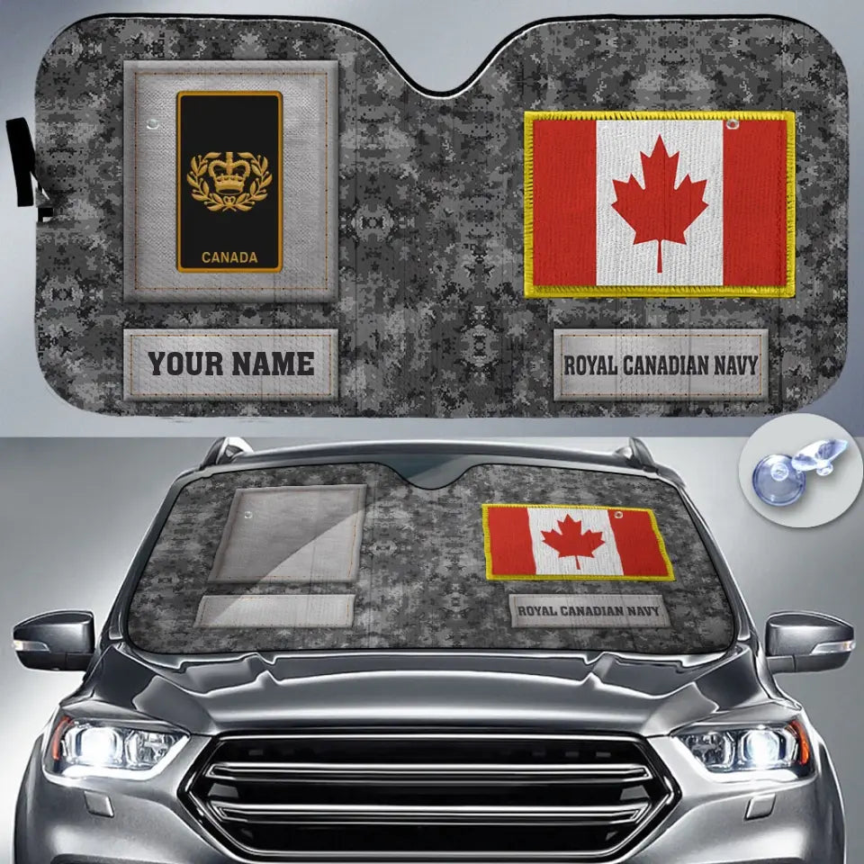 Personalized Canada Soldier/Veteran Camo With Name And Rank Auto Sun Shade - 17230752