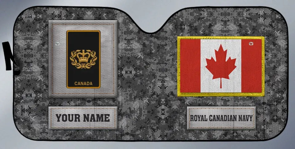 Personalized Canada Soldier/Veteran Camo With Name And Rank Auto Sun Shade - 17230752