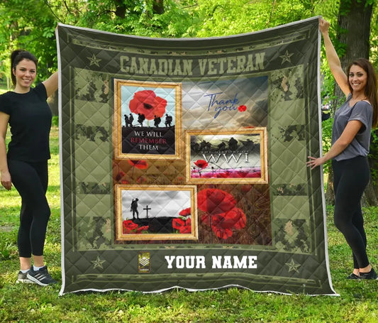 Personalized Canadian Soldier/ Veteran Camo With Name And Rank Quilt 3D Printed - 16915392