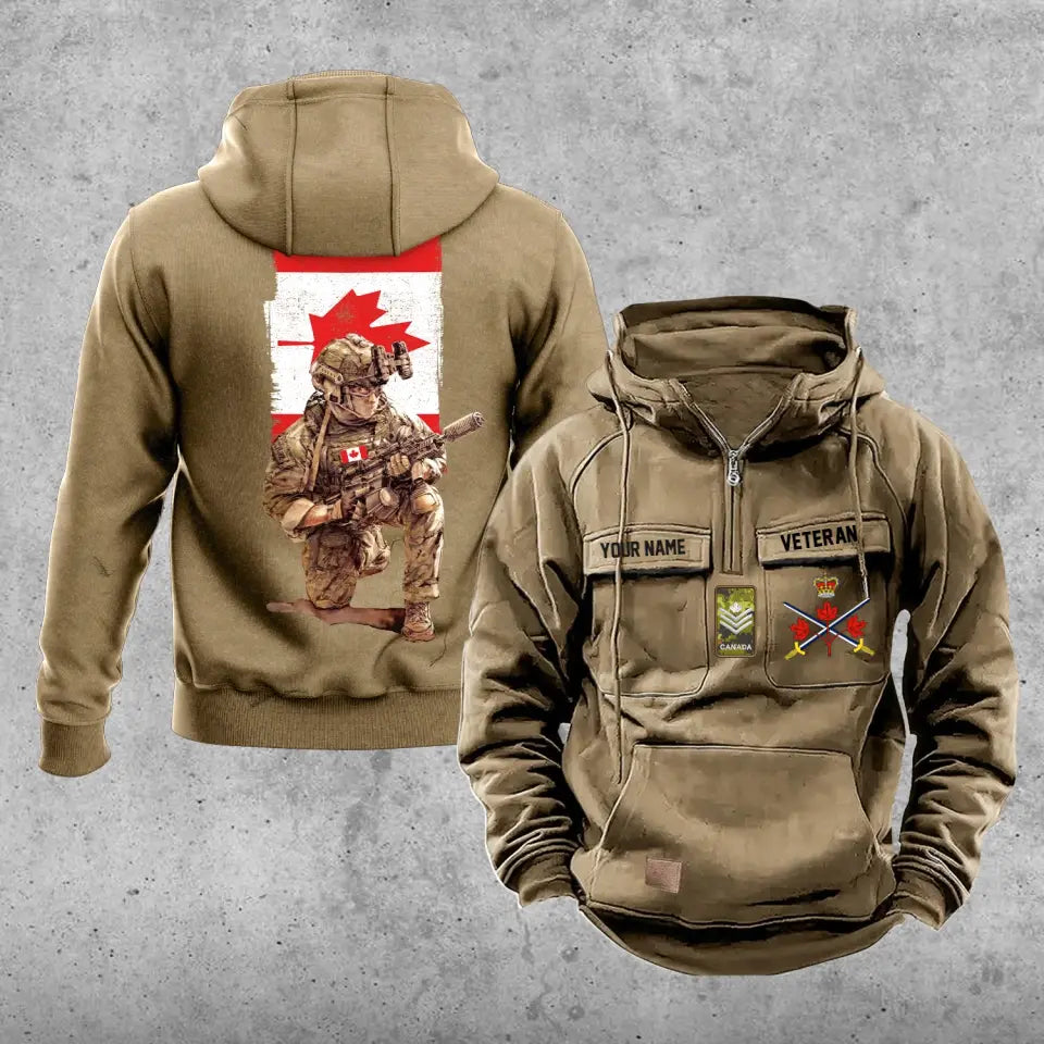 Personalized Canada Soldier/Veteran Vintage Hoodie All Over Printed - 1718928001