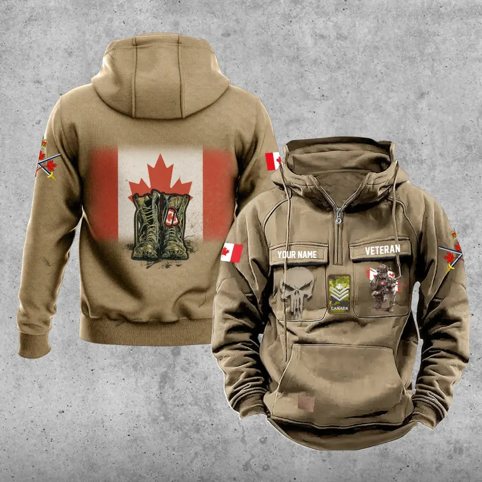 Personalized Canada Soldier/Veteran With Rank And Name Vintage Hoodie All Over Printed - 17203968