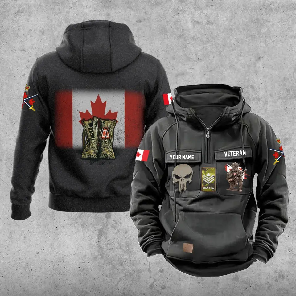 Personalized Canada Soldier/Veteran With Rank And Name Vintage Hoodie All Over Printed - 17203968